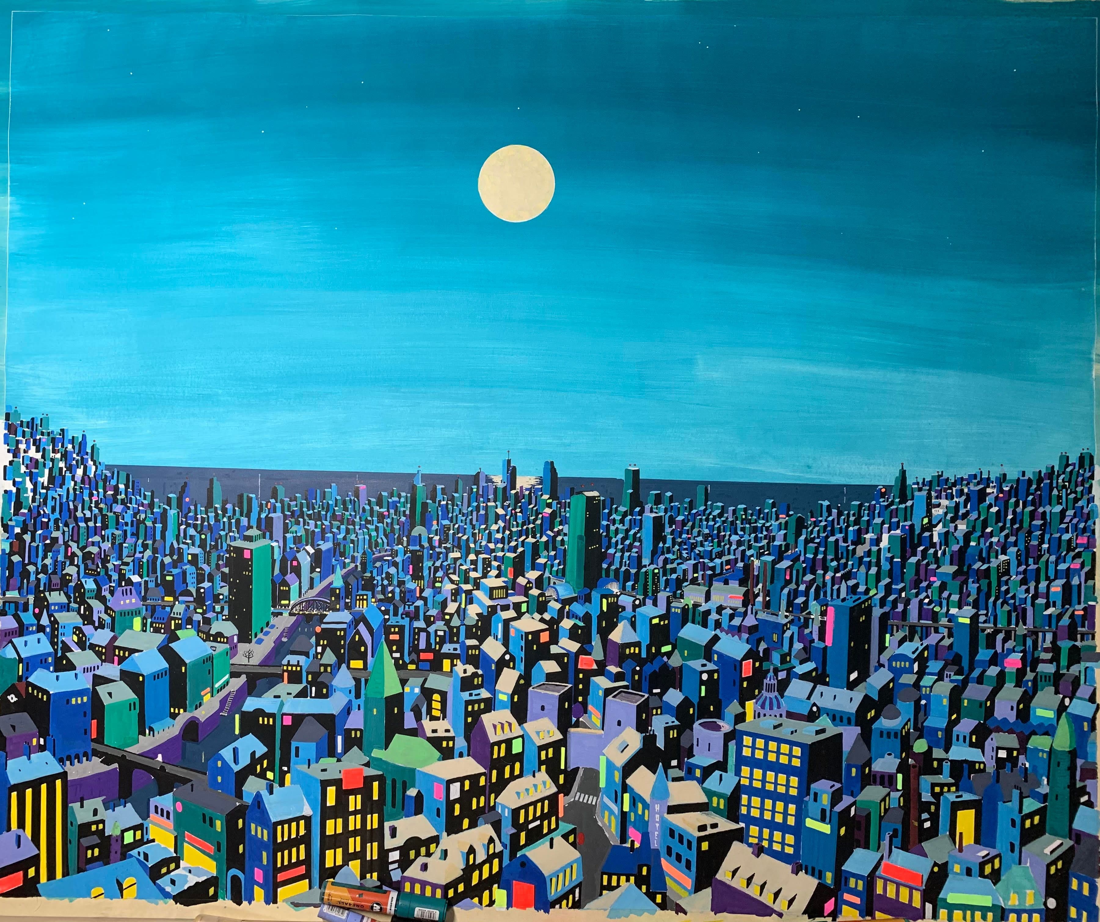 Moonlit city